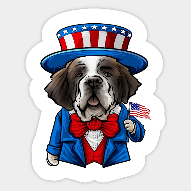 Fourth of July St Bernard Sticker by whyitsme